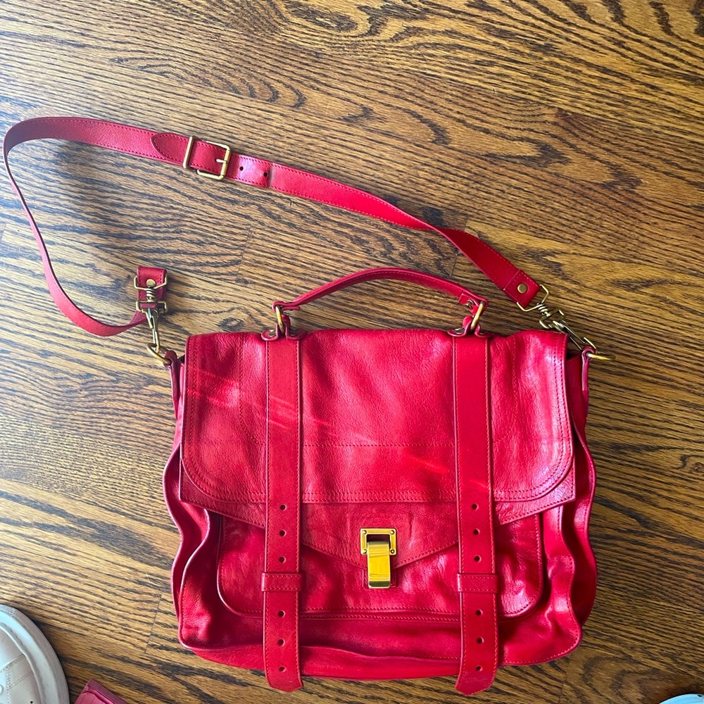 Proenza schouler ps1 large tote red leather gold hardware
